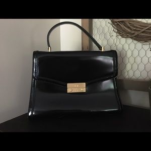 Tory Burch Juliette Top Handle Black Gloss Purse